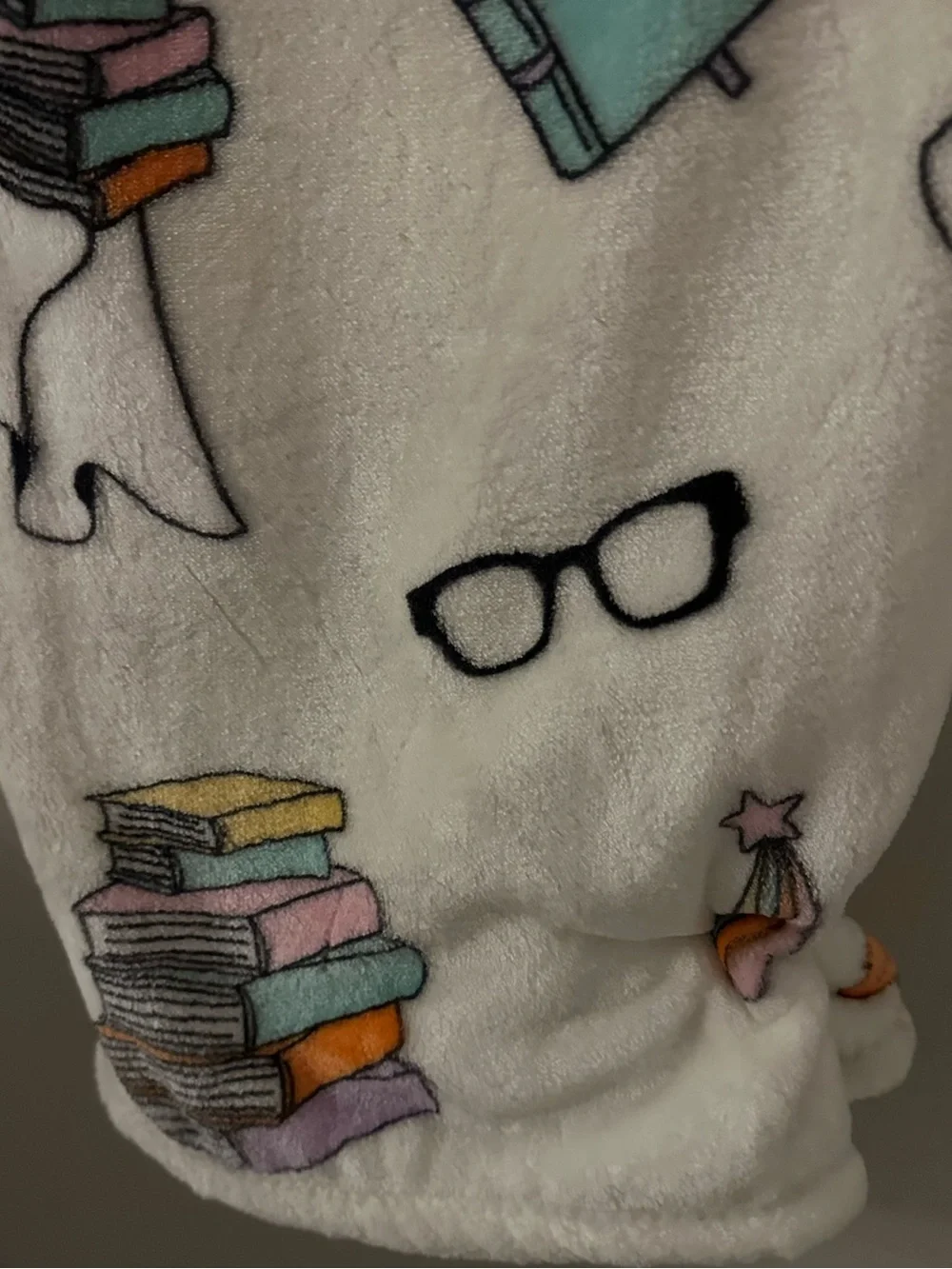Booville! 60” x 70” Ghost Reading Books Halloween Velvet Soft Throw Blanket